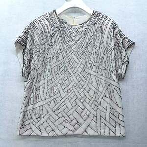 Vintage Women’s Jack Bryan Beaded Blouse White Silver size Medium